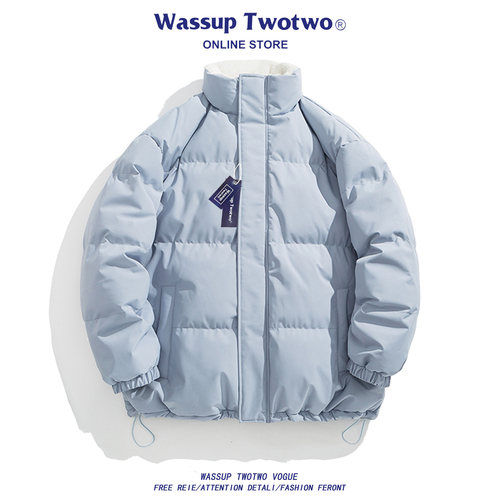 WASSUP TWO TWO秋冬新款休闲立领棉袄外套男女同款保暖棉衣情侣装