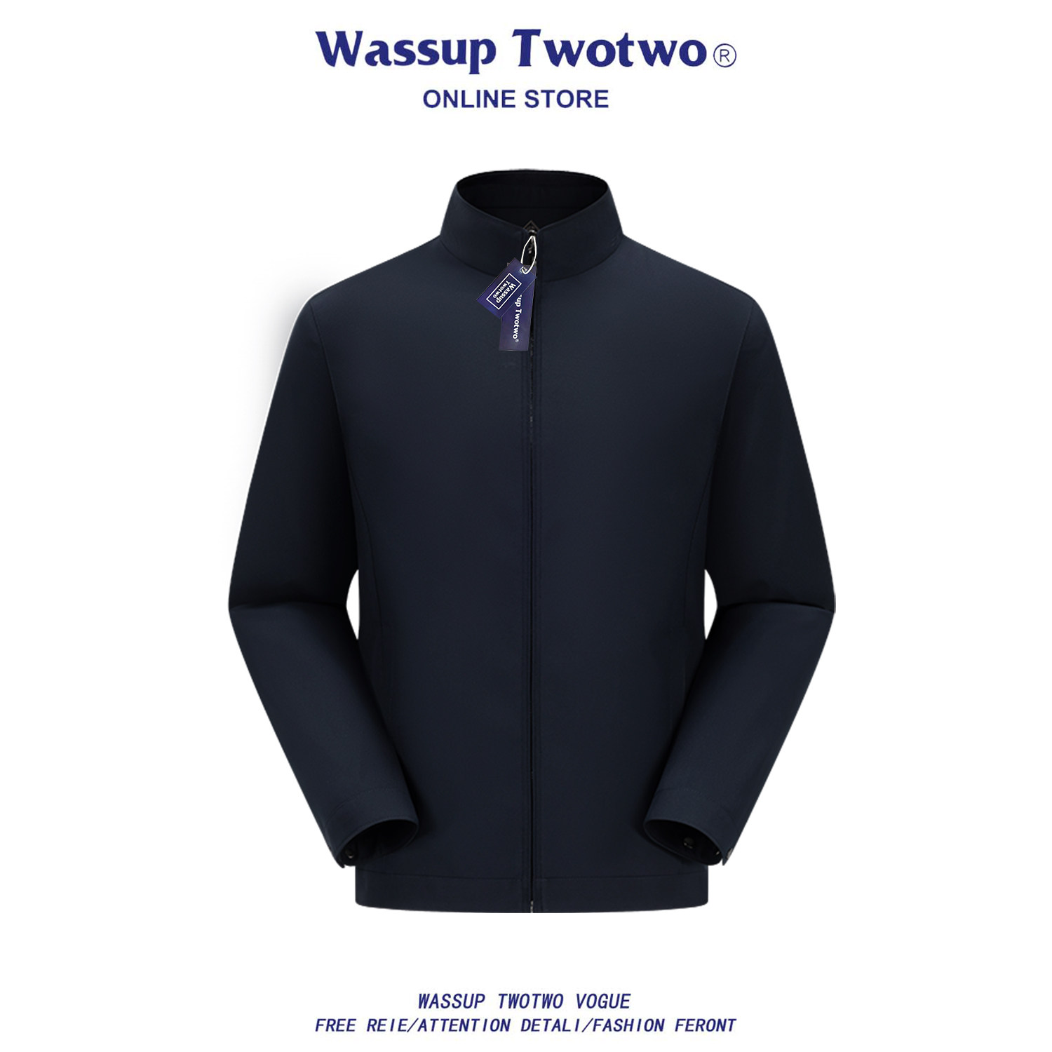 WASSUP TWO TWO秋冬新款立领冲锋衣工装外套户外防水防风单茄克男
