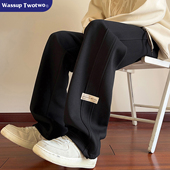 TWO 2025新款 TWO秋冬季 WASSUP 裤 子男直筒宽松运动加绒休闲裤 卫裤