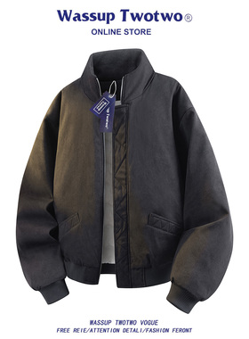 WASSUP TWO TWO美式立领加厚羽绒服男秋冬季情侣保暖休闲外套潮牌