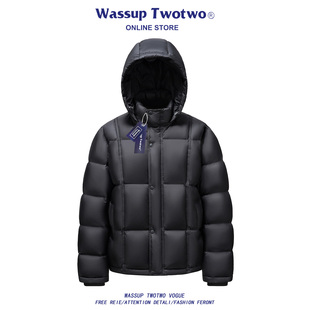排骨外套 TWO连帽羽绒服90白鸭绒冬面包服防寒情侣短款 WASSUP TWO
