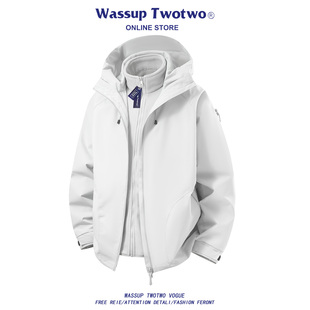 户外冲锋三合一男防风防水登山服情侣外套 TWO2025新款 WASSUP TWO