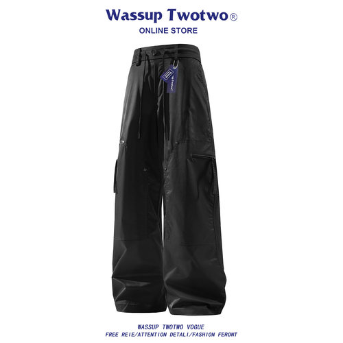 WASSUP TWO TWO美式复古工装裤男春秋季潮牌宽松直筒阔腿休闲长裤