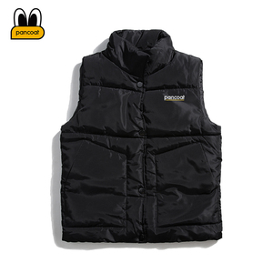 PANCOAT 秋冬季新款黑色棉马甲男2023潮牌无袖棉服外套立领棉衣男