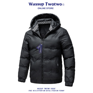 外套男连帽棉服防风连帽保暖加厚棉衣潮流棉袄 TWO冬季 WASSUP TWO