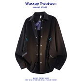TWO 男款 TWO经典 WASSUP 复古纽扣长袖 衬衫 春秋季 宽松日常休闲衬衣