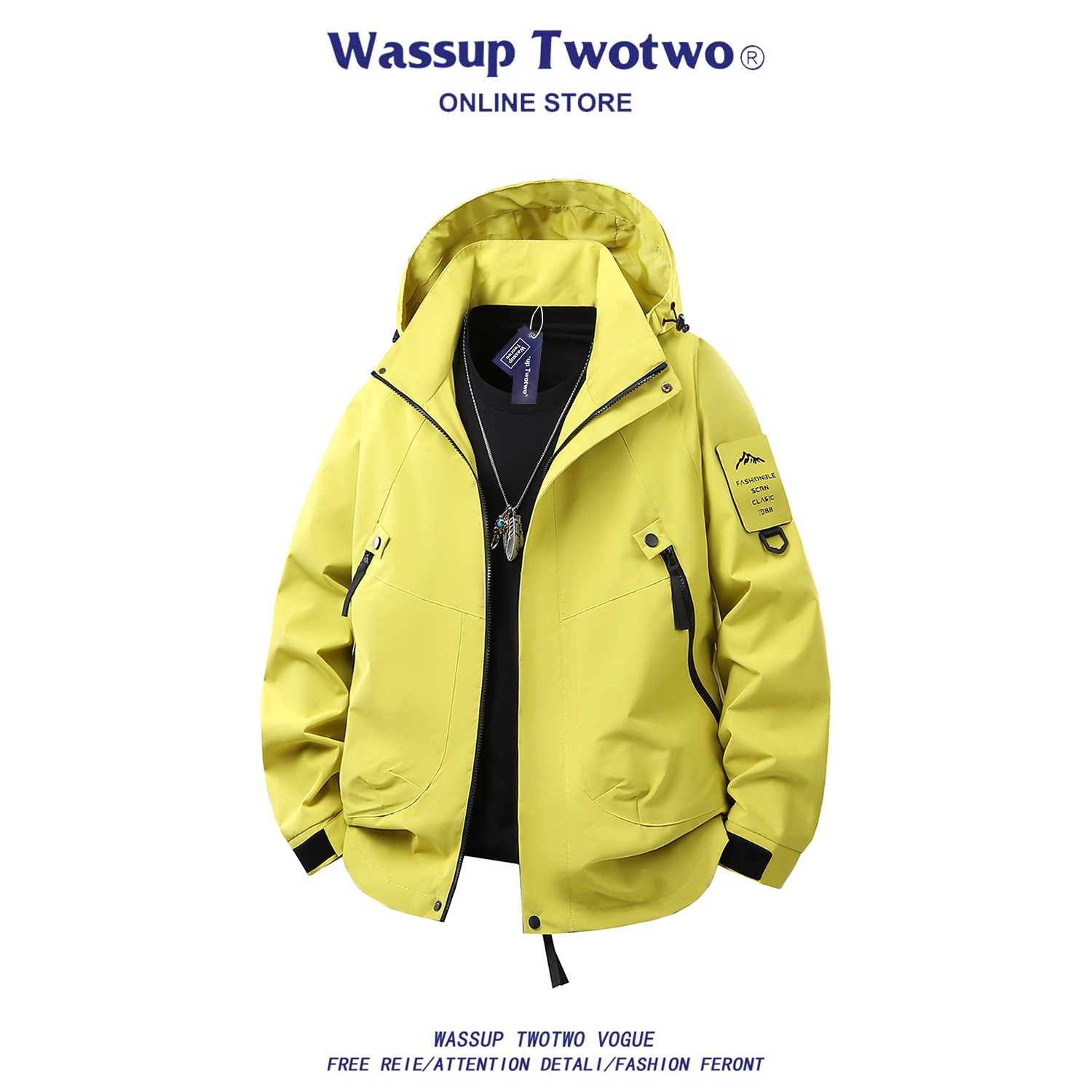 WASSUP TWO TWO户外冲锋夹克男女款秋冬季防风防水外套徒步登山服