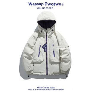 风连帽羽绒棉服男秋冬季 TWO工装 户外宽松加厚冲锋外套 TWO WASSUP