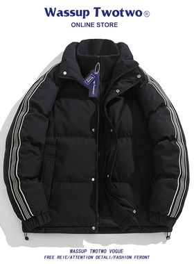 WASSUP TWO TWO羽绒棉服外套宽松棉袄加绒加厚棉衣男款防寒面包服