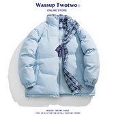 TWO灯芯绒棉衣男2025秋冬季 WASSUP TWO 加厚保暖立领棉服情侣外套