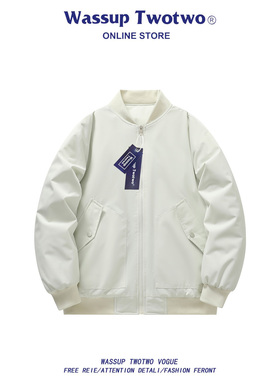 WASSUP TWO TWO美式飞行棒球服棉衣男秋冬季新款休闲加厚棉服外套