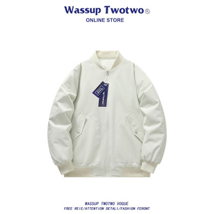 新款 WASSUP 飞行棒球服棉衣男秋冬季 TWO美式 休闲加厚棉服外套 TWO