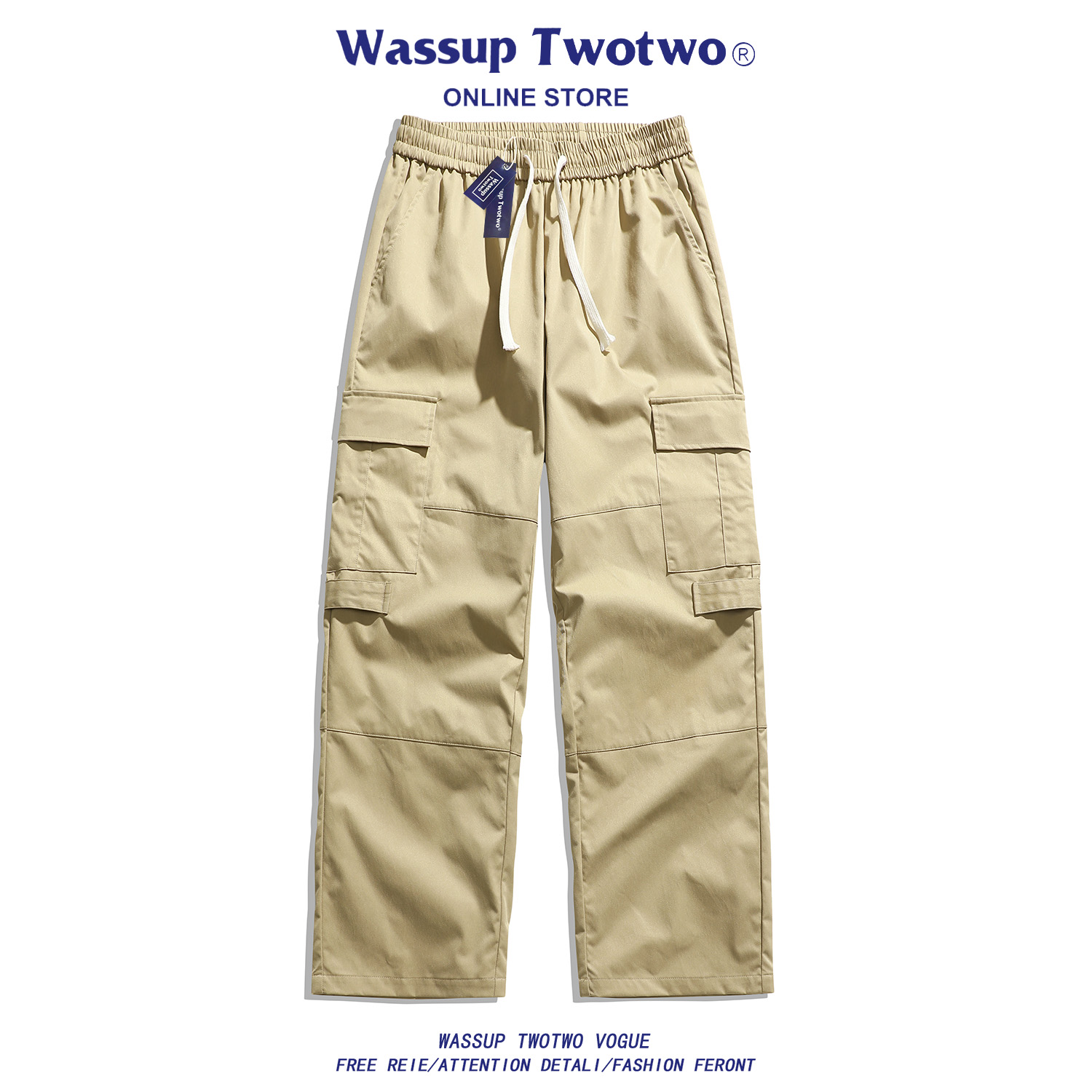 WASSUP TWO TWO日系工装裤子男春秋季宽松百搭直筒阔腿裤休闲长裤