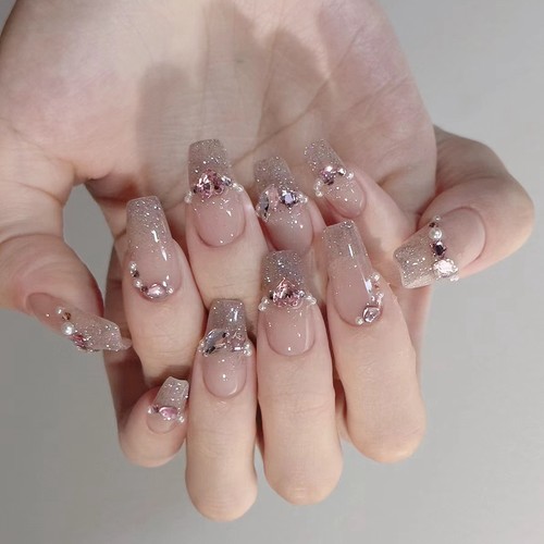 仙女爱心碎钻手工穿戴甲