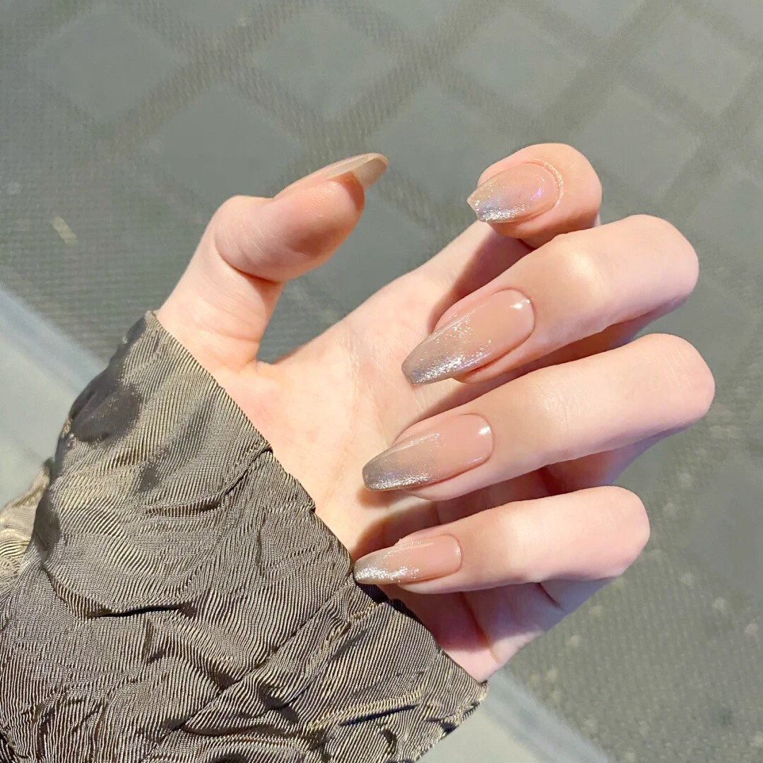 2021新款假指甲甲片长款冰透穿戴甲辣妹晶石猫眼渐变美甲贴片定制