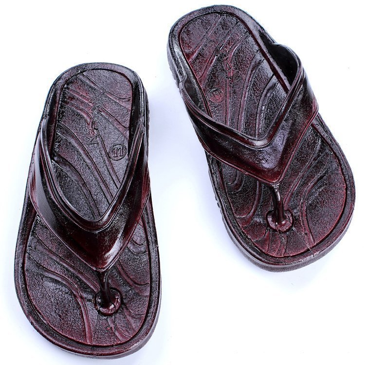 复古户外夹脚简约漆皮男人字拖鞋