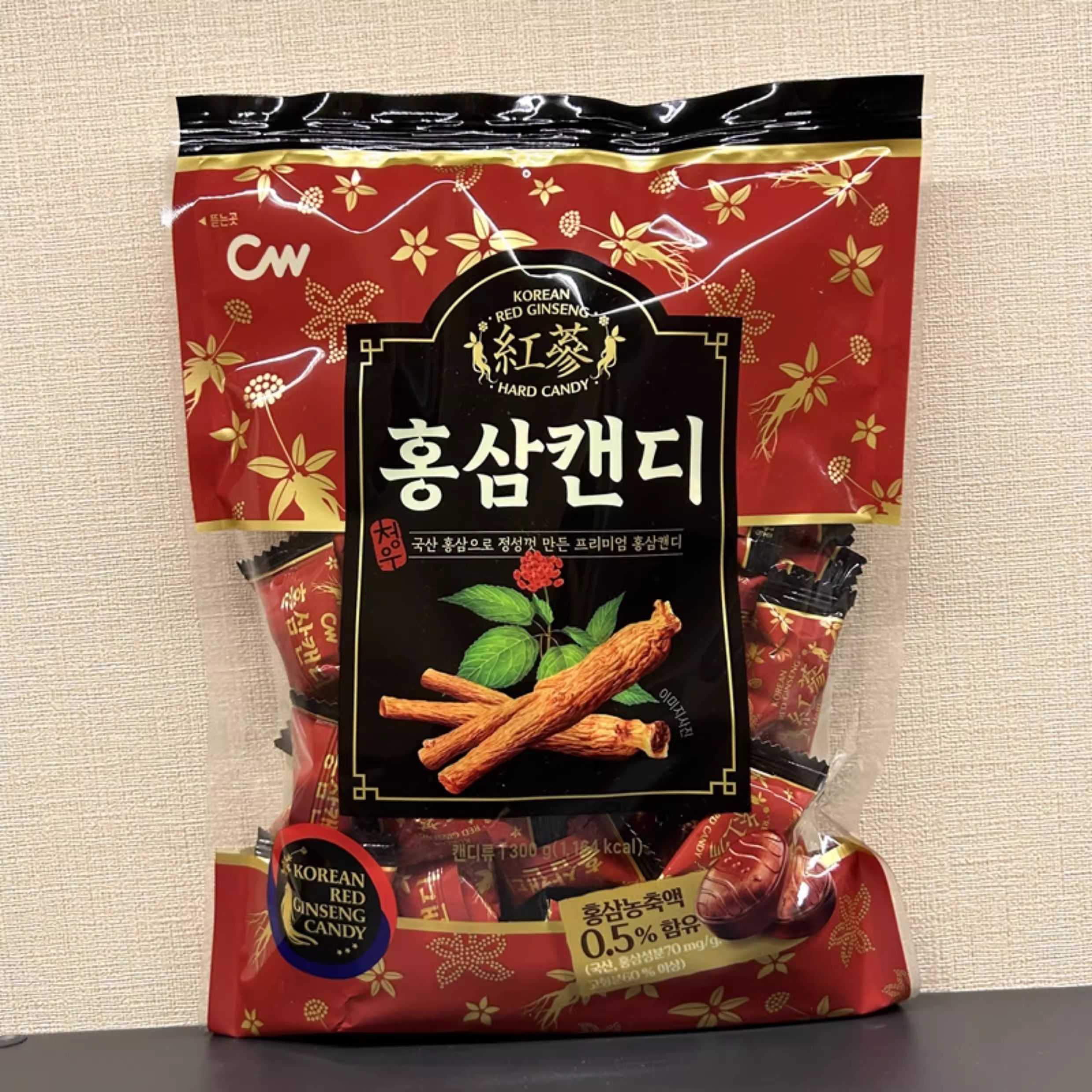 情友高丽红参糖300g韩国进口硬糖cw青右糖果零食传统春节喜糖老人