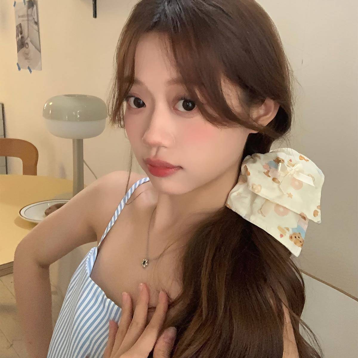 可爱曲奇小熊蝴蝶结方形发圈大肠圈少女心头绳皮筋手作发饰头饰品