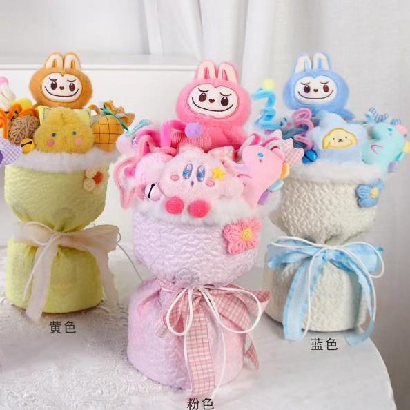 跨境拉布布labubu可爱玩偶花束公仔送女友闺蜜六一儿童节礼物