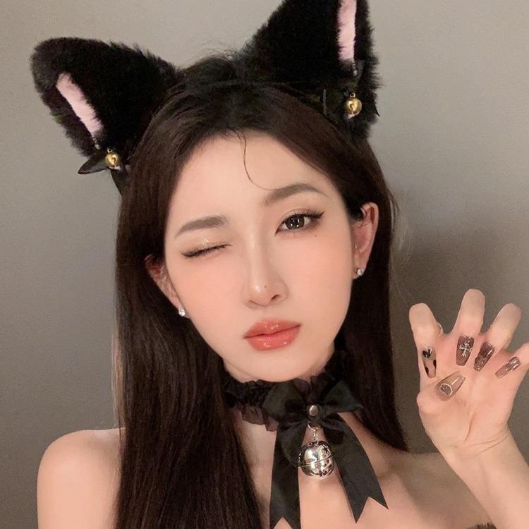 猫耳朵发夹女猫咪狐狸蕾丝头箍头饰毛绒女仆项圈装饰纯欲风发饰