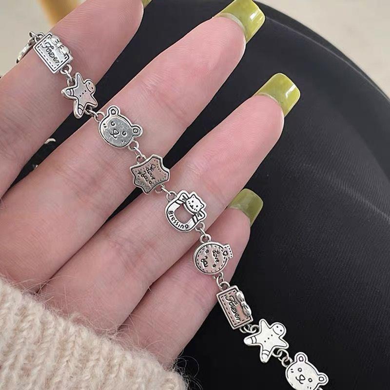 姜饼人小熊复古做旧手链女ins小众设计高级感可爱卡通手环手饰潮