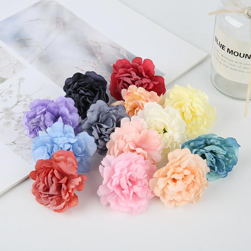仿真康乃馨烧边绢花假花 DIY手工花环头饰装饰 客厅插花素材花朵