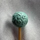 绿松石回纹直径9.4mm高8.9mm湖北原矿果冻料配珠纯手工雕刻
