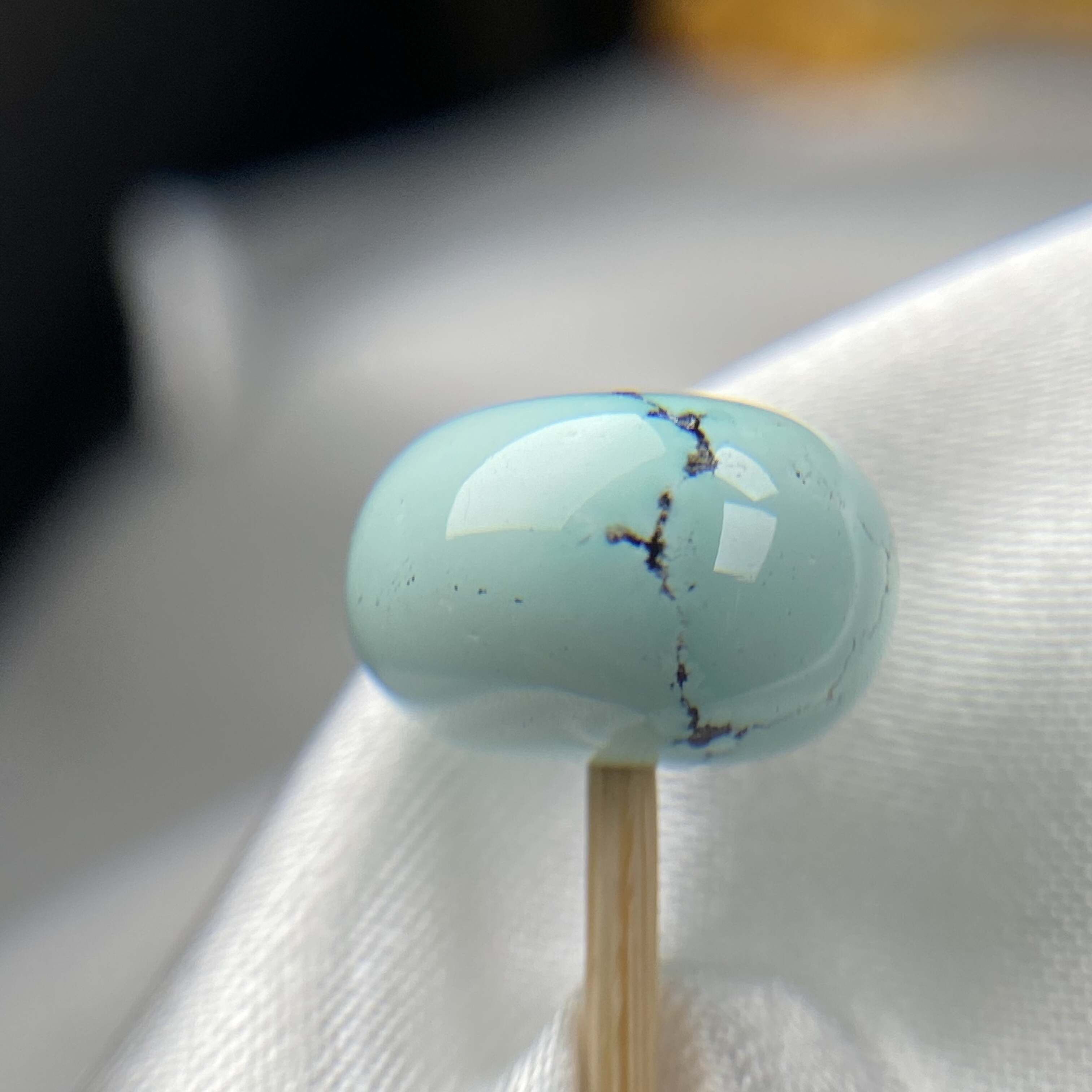 湖北天然原矿瓷釉级水草纹绿松石墩子老型12mm高8mmDIY配饰