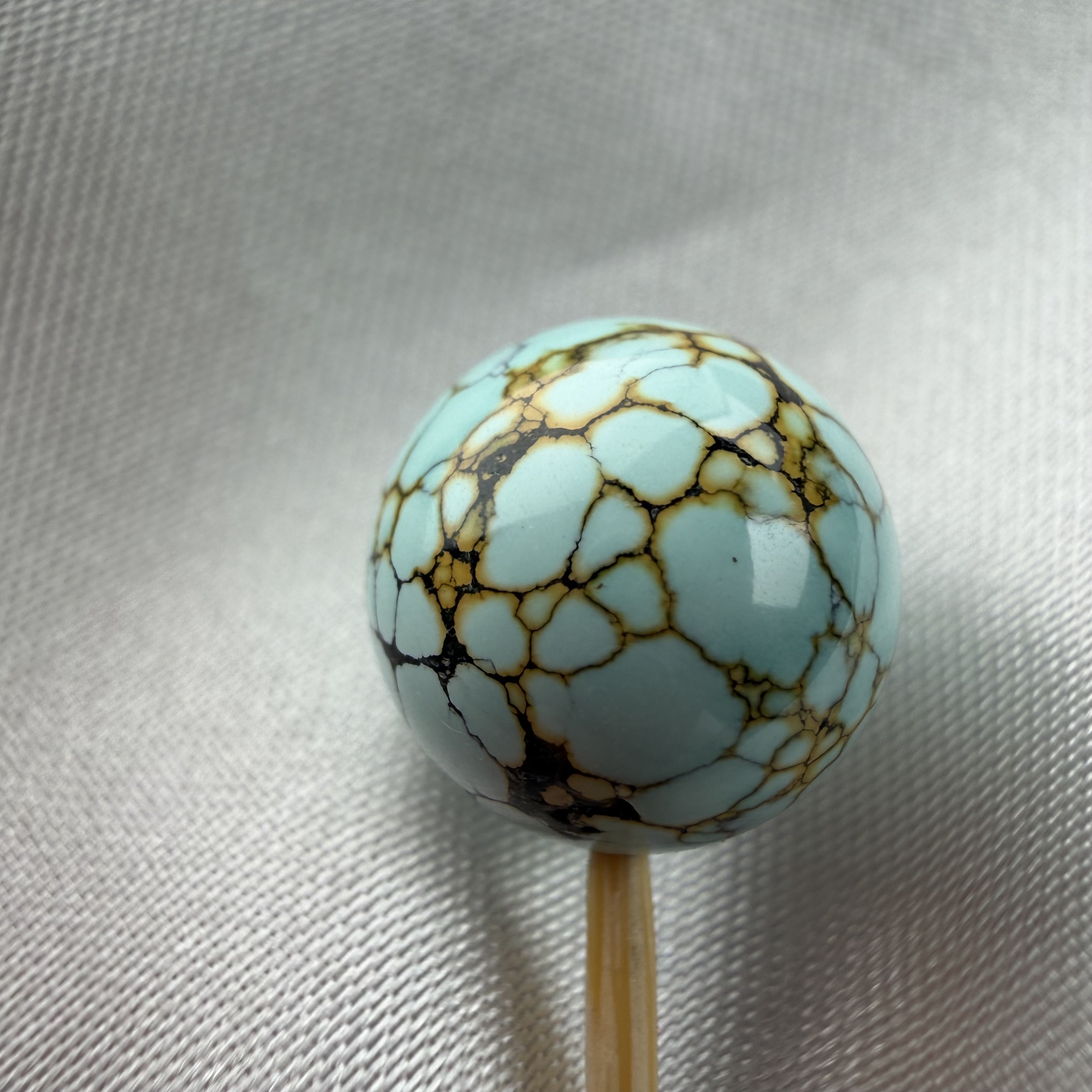 绿松石网花圆珠11.3mm湖北原矿瓷釉级特色金线水草纹配饰