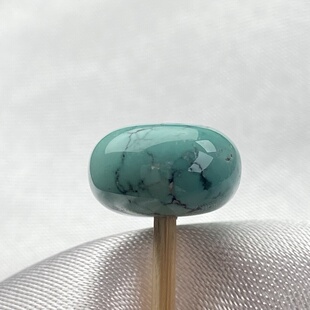 绿松石墩子10.48mm高6.3mm湖北原矿水草纹老型瓷釉级DIY配饰