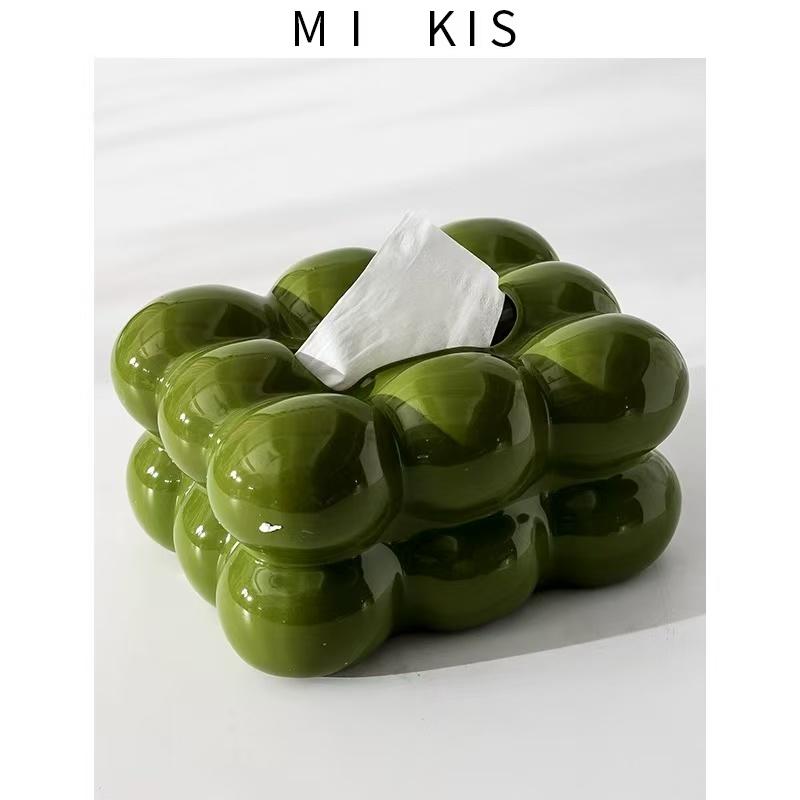 創意橄欖綠紙巾盒裝飾擺件