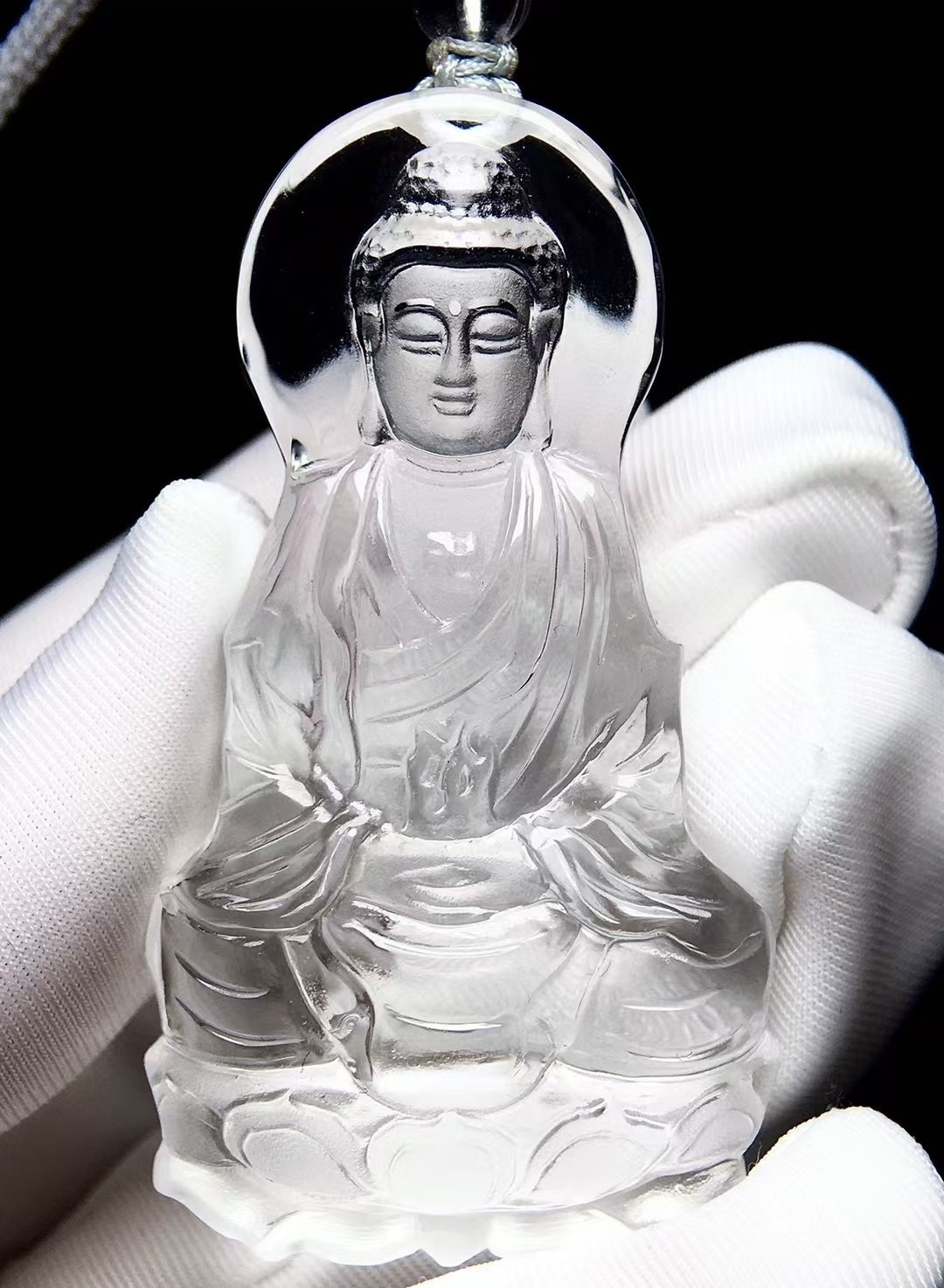 东海水晶天然白水晶佛祖吊坠立体大日如来护身符挂件男女