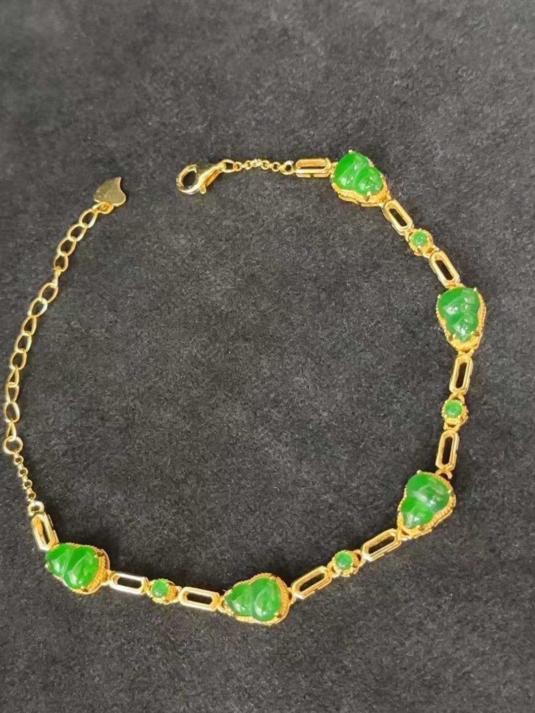 天然翡翠A货阳绿葫芦手链女款925银镶嵌时尚百搭饰品礼物送女友