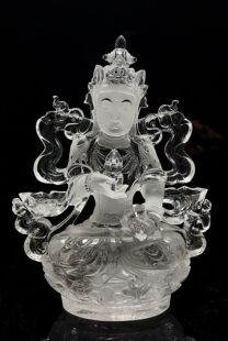 天然白水晶金刚萨埵摆件佛像居家客厅办公室桌面装 饰品
