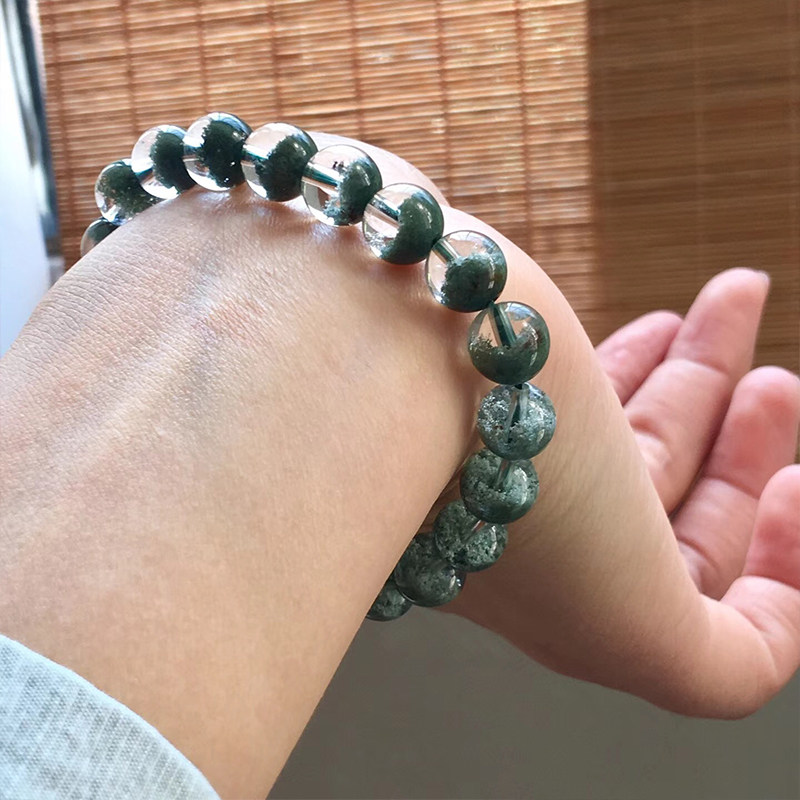 天然绿幽灵手链聚宝盆一图一物男女款单圈水晶手串包邮松子酥
