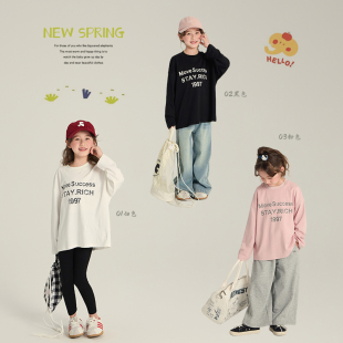 T恤男童女童百搭打底衫 时髦字母长袖 休闲上衣 儿童韩版 依依妈童装