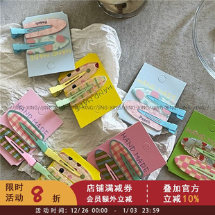 2025夏季 儿童头饰少女侧边刘海夹无痕鸭嘴夹多巴胺水果发夹 新款