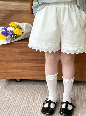 依依妈中大童甜美淑女洋气蕾丝边短裤夏季女童韩版热裤儿童五分裤