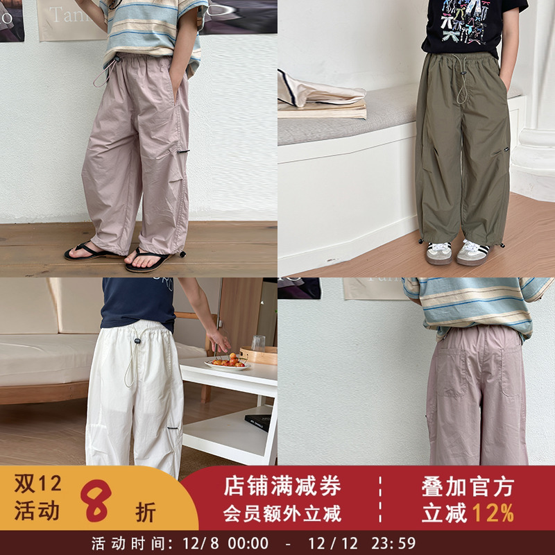 女童帅气工装裤宝宝春秋薄款洋气宽松直筒裤儿童休闲户外登山裤潮