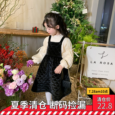 女童背带裙+洋气打底衫