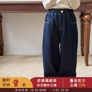 加厚加绒保暖长裤 洋气冬季 子 儿童韩版 依依妈女童贴标防褪色牛仔裤