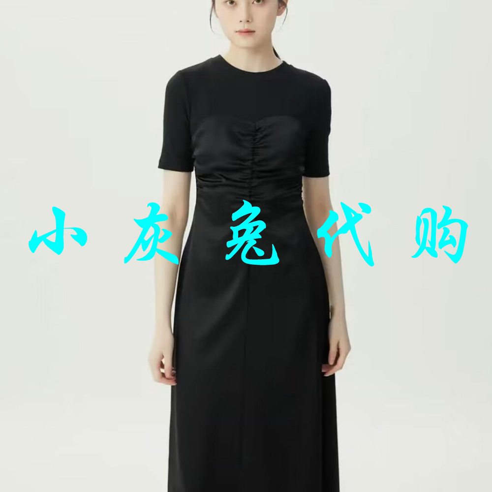 小灰兔代购2026夏拼接短袖修身洋装连衣裙5500570-1114111-001
