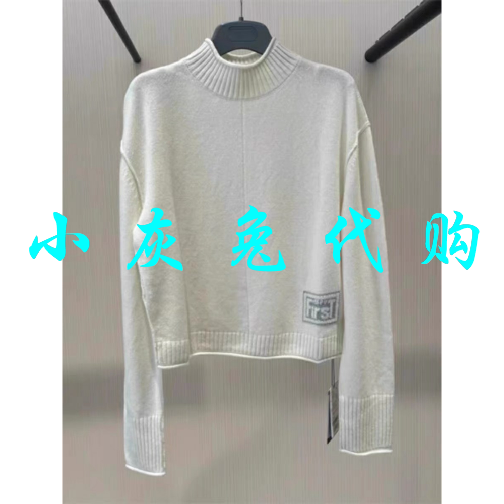 小灰兔正品2023冬半高领字母口袋休闲毛衣5399644-7T39771-003