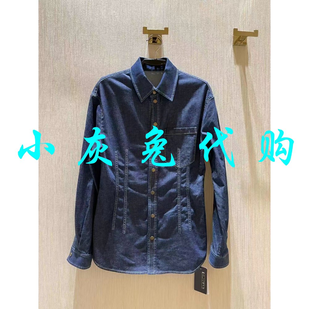 小灰兔正品代购2023秋修身单排扣牛仔衣衬衫1300835-336142-