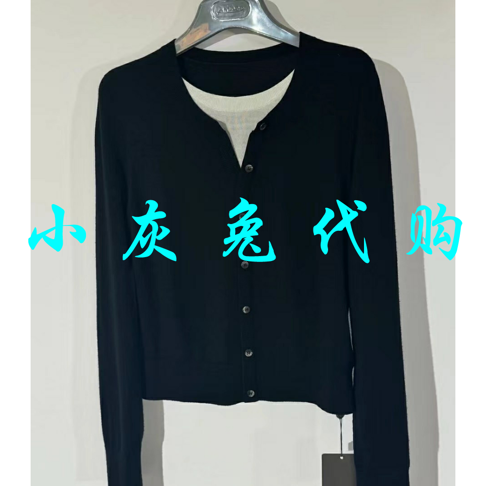 小灰兔正品秋修身黑色假两件针织开衫女毛衣5399790