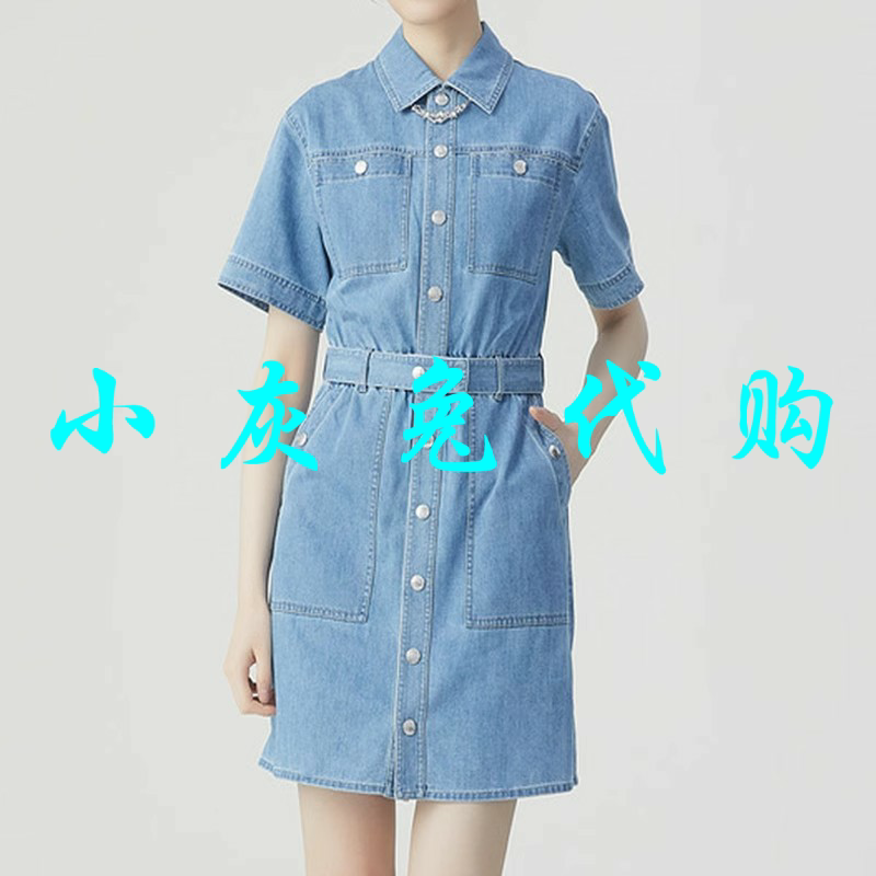 小灰兔代购薄款牛仔短袖连衣裙1500530-4233652-