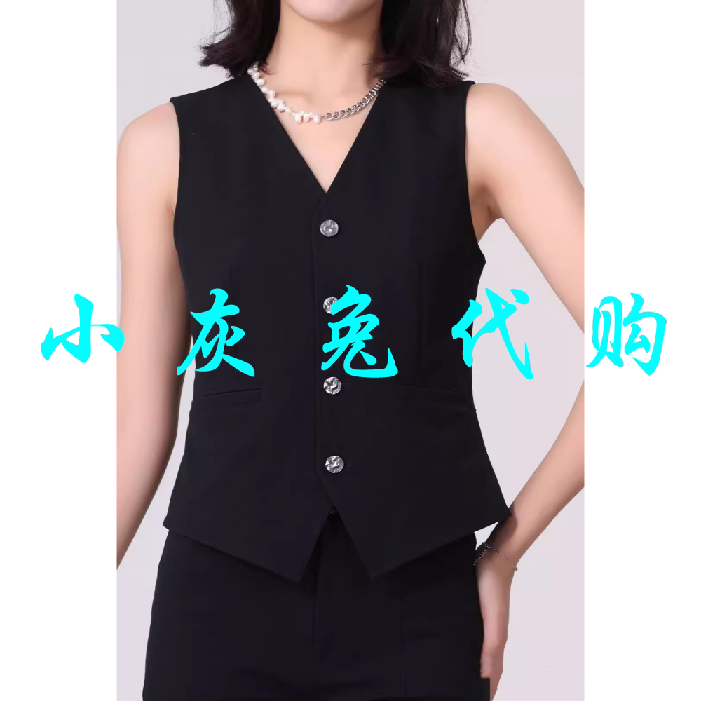 小灰兔代购2024V领修身显瘦弹力小马甲外套1400765-330511-