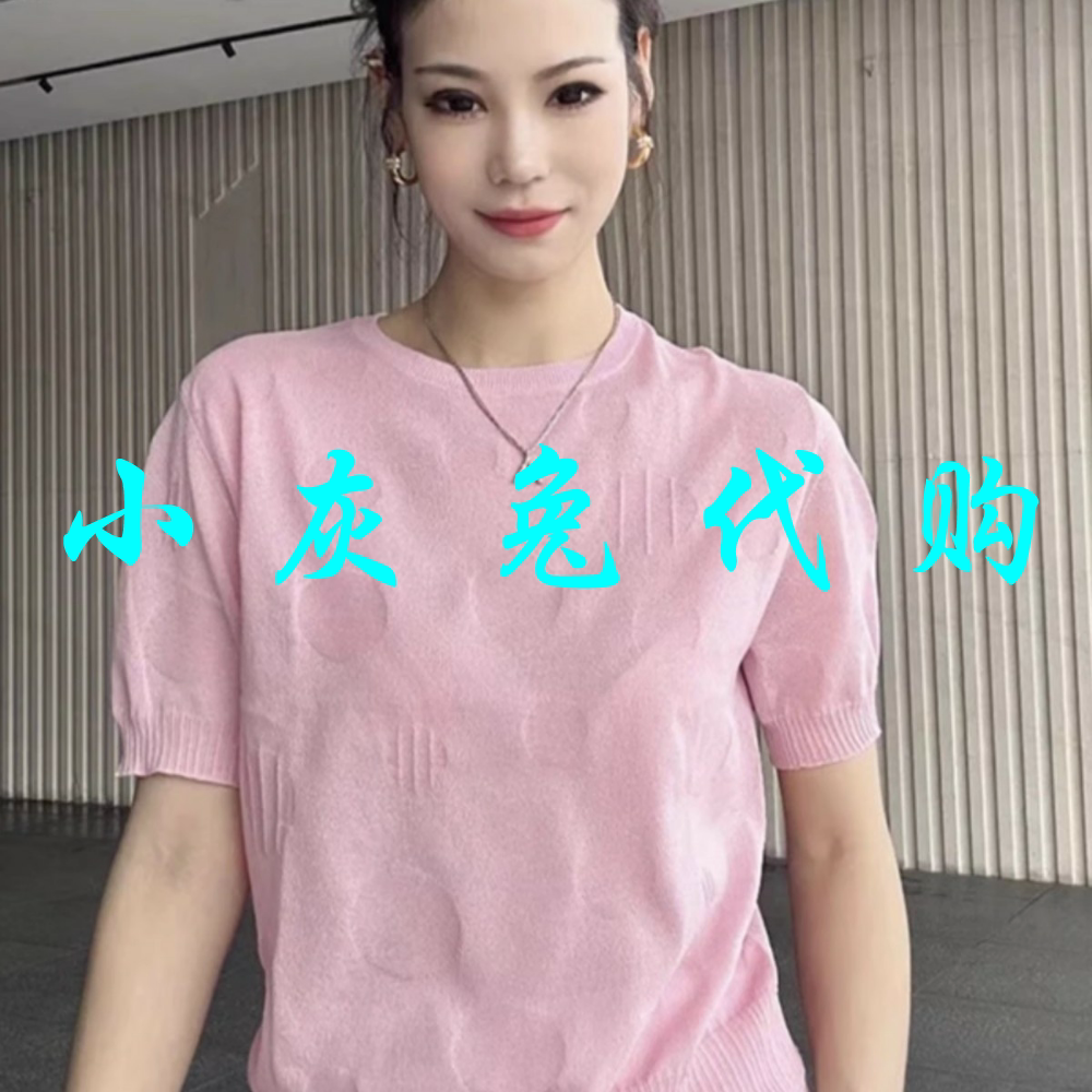 小灰兔2025夏圆领粉色针织T恤5399715-1T32585-005