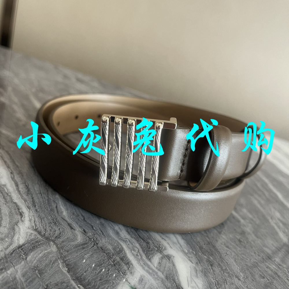 小灰兔代购2026春新款咖啡色百搭金属扣牛皮腰带590090-9Y20133