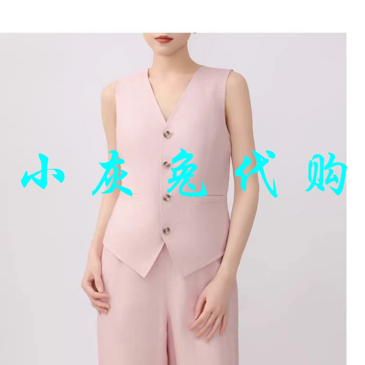 小灰兔2025夏简约复古休闲短款亚麻马甲背心5400870